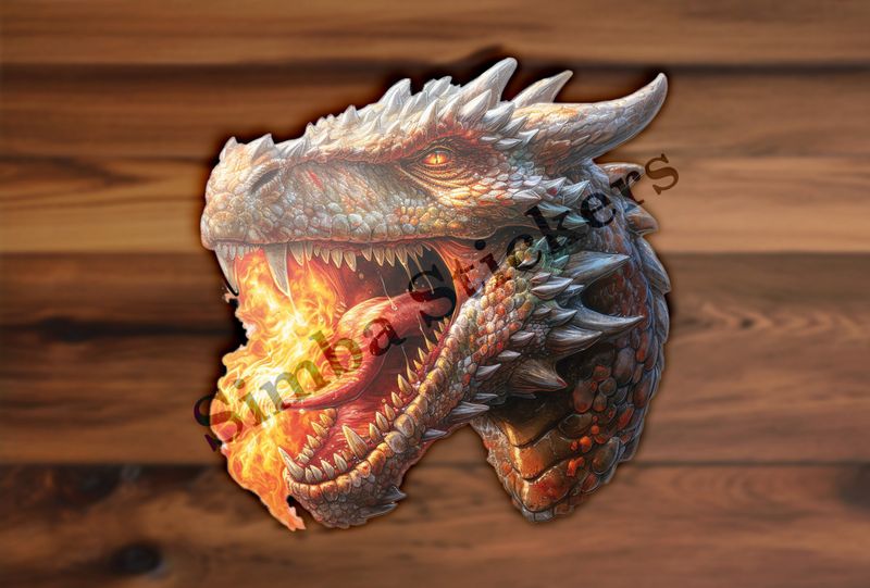 Dragon head, full of fire in mouth