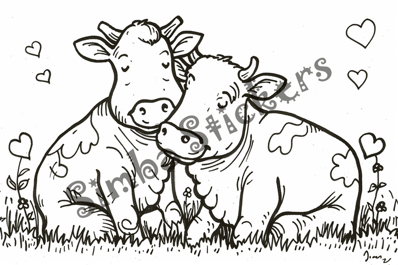 Colouring pages, bundle of cattle in love, 25 images