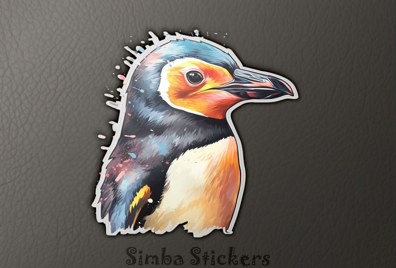 Penguin from the side, watercolour, wskjam