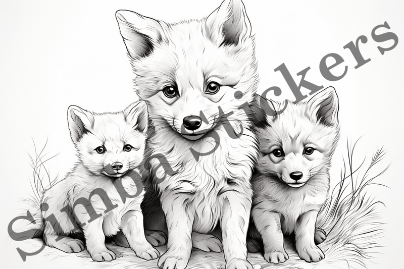 Colouring pages, Bundle of foxes, 25 images