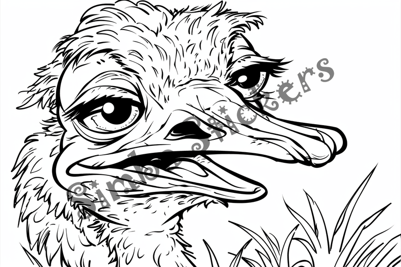 Colouring pages, bundle of ostriches, 50 images