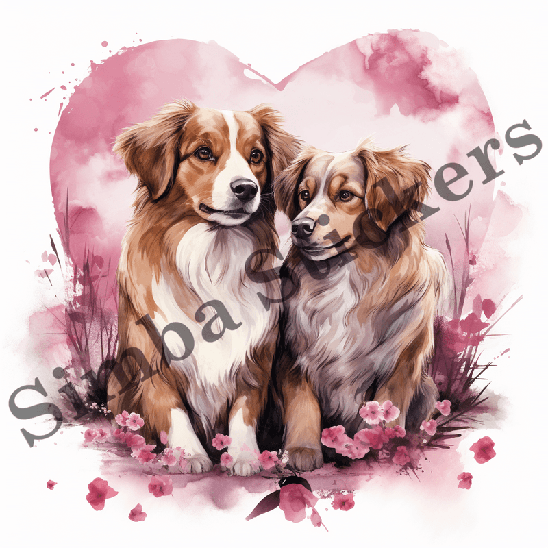 Dogs in love, watercolour, image set, 10 images