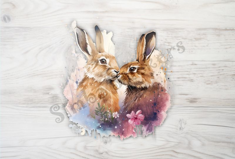 Hares nose-to-nose in love