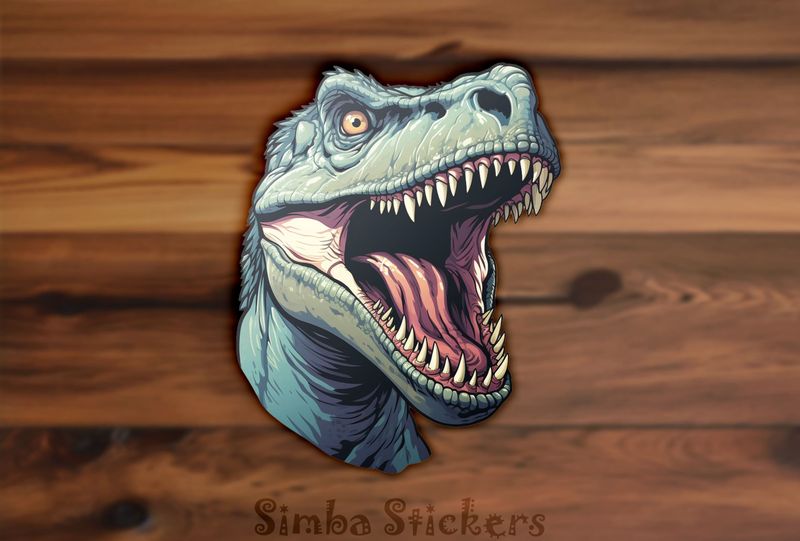 Furious green dinosaur roaring