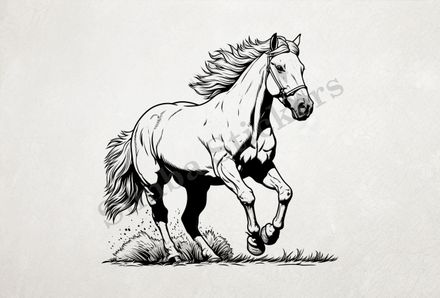 Horse galloping, outline art