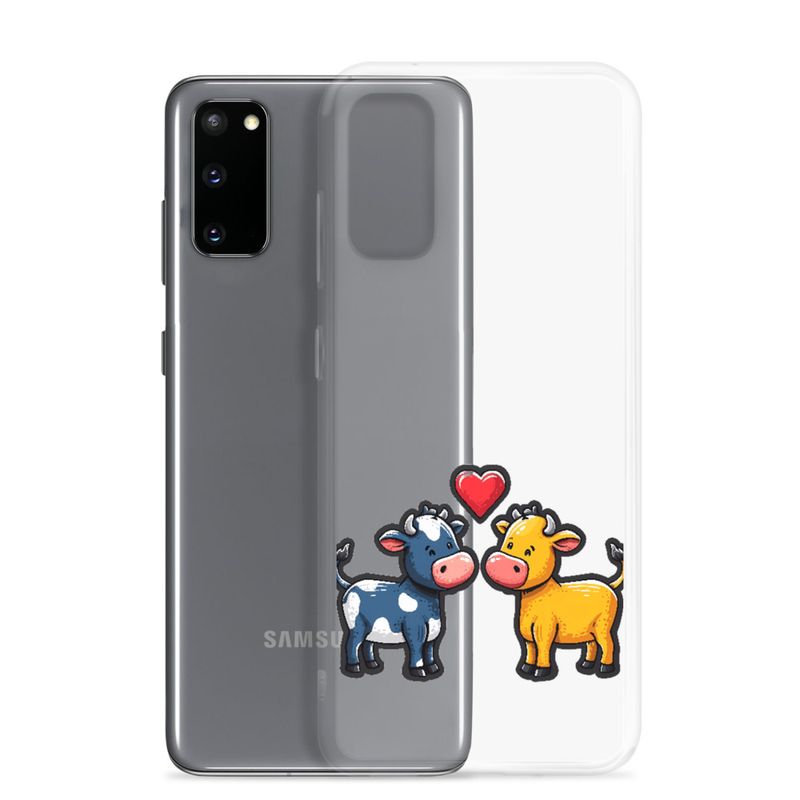Clear Case for Samsung, Cattle, bull and cow in love, colourful , heart in picture, fvta2y