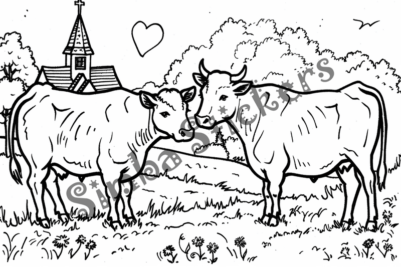 Colouring pages, bundle of cattle, 50 images
