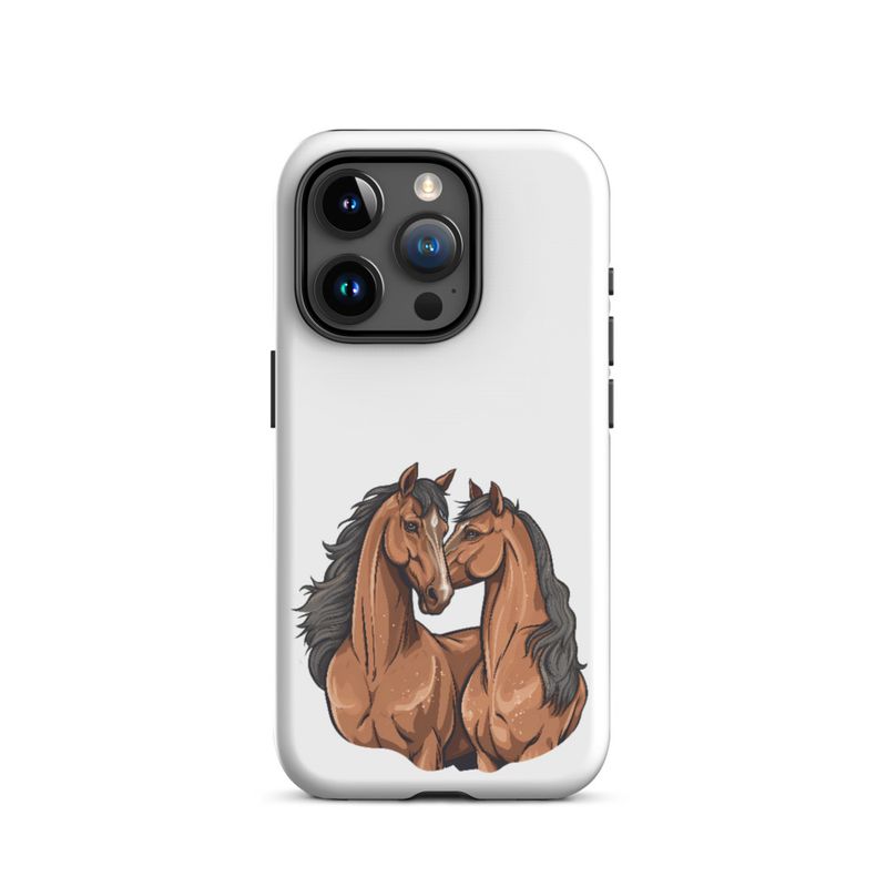 Tough Case for iPhone, Two brown horses snuggling, tdwcyd