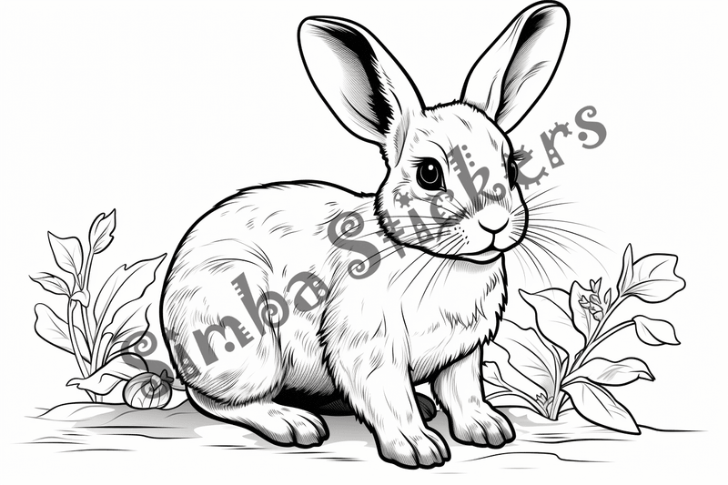 Colouring pages, bundle of rabbits, 25 images