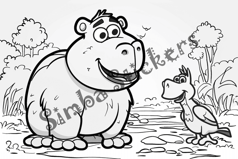 Colouring pages, bundle of capybaras with birds, 10 images