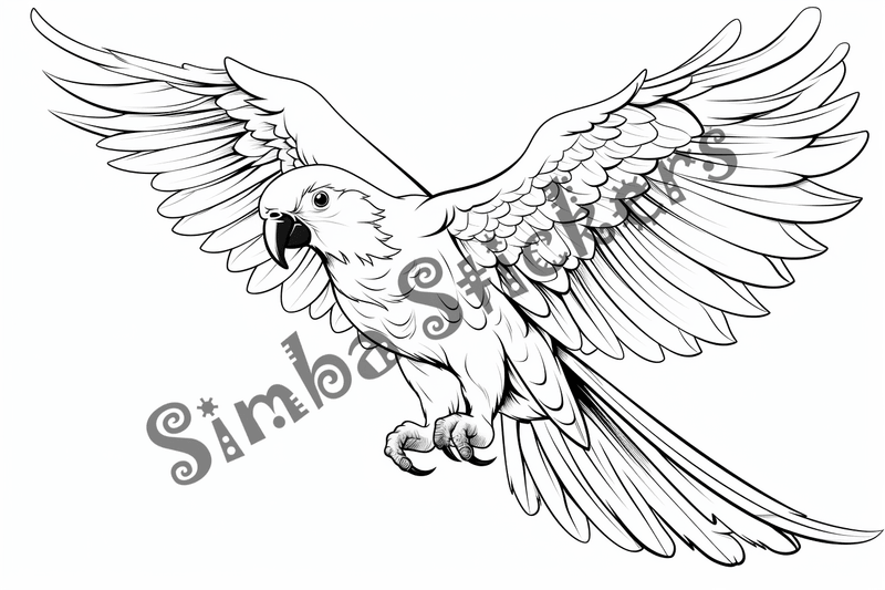 Colouring pages, bundle of parrots 2, 25 images