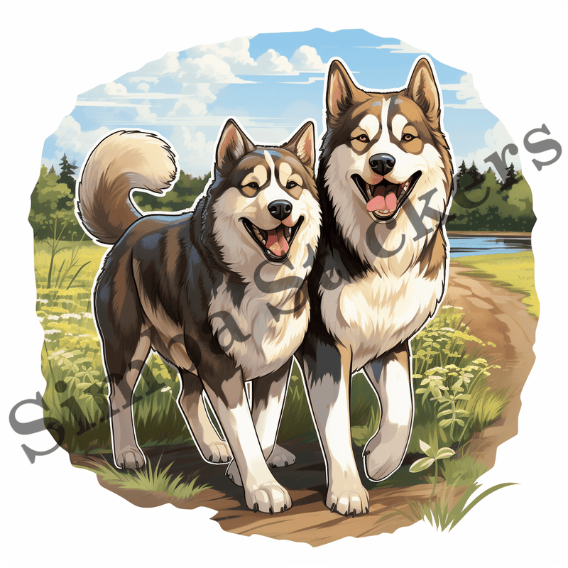Akita dogs in the wild outdoors, image set, 10 images