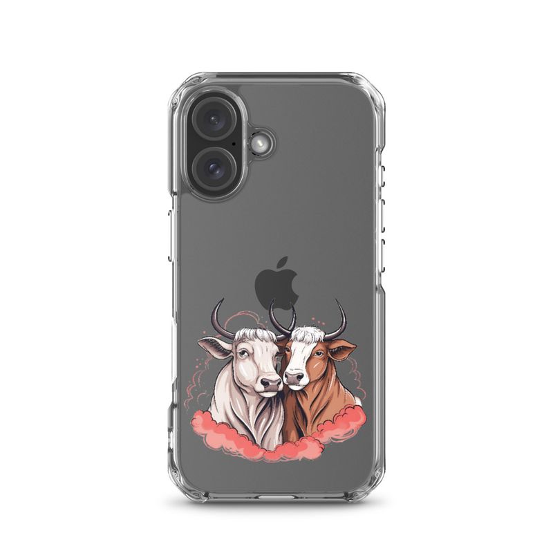 Clear Case for iPhone, Bull and cow, romantic, reddish clouds, qoucds