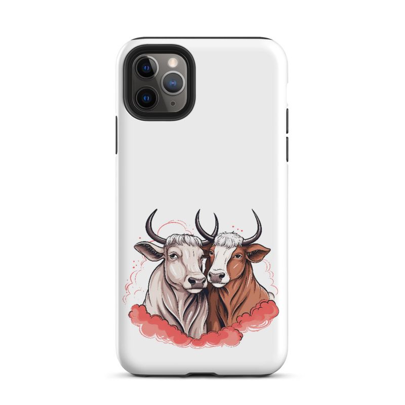 Tough Case for iPhone, Bull and cow, romantic, reddish clouds, qoucds