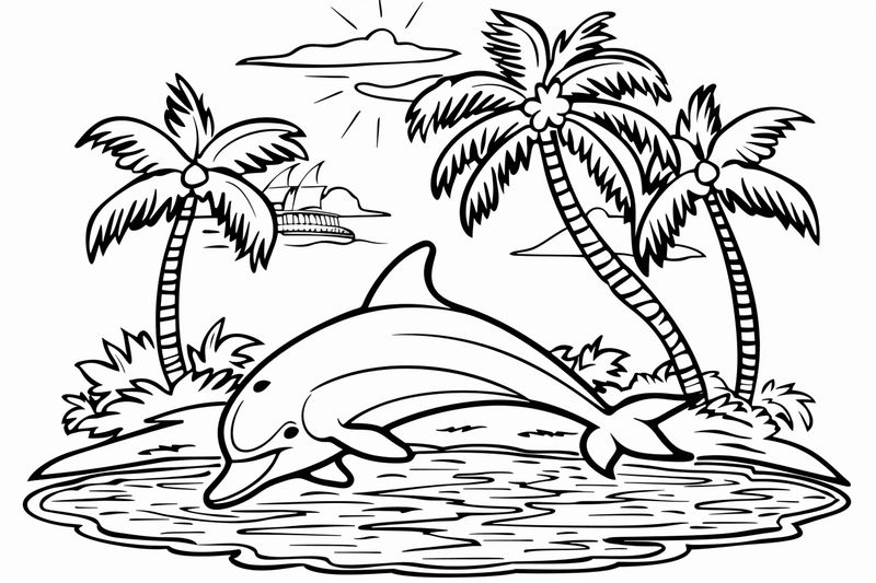 Colouring pages, bundle of dolphins, 25 images