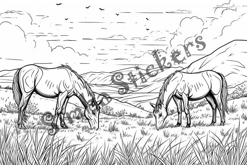 Colouring pages, bundle of mules, 25 images