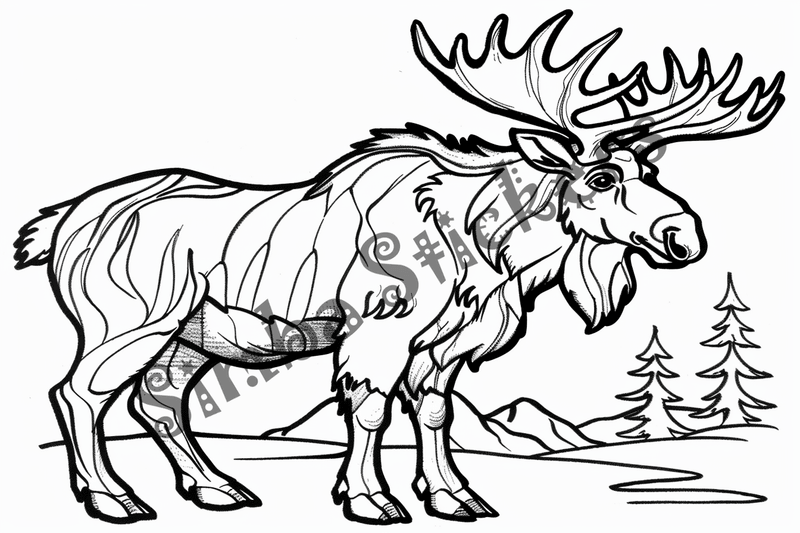Colouring pages, Bundle of moose, 25 images