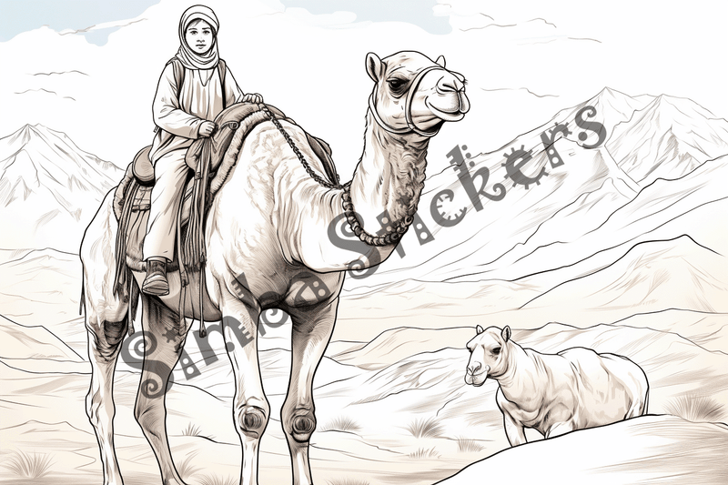 Colouring pages, bundle of camels, 25 images 2