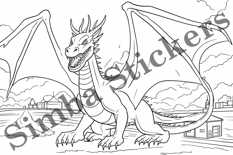 Colouring pages, bundle of dragons, simple, 10 images