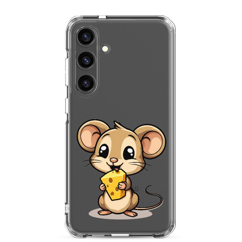 Clear Case for Samsung, Small Mouse happily licking large chunk of cheese, pqapy6