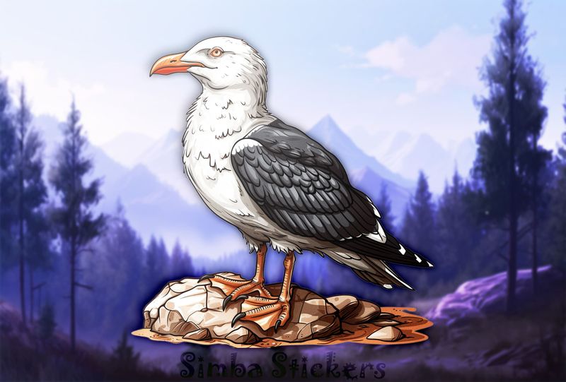Seagull on small rocks, ouhbh4