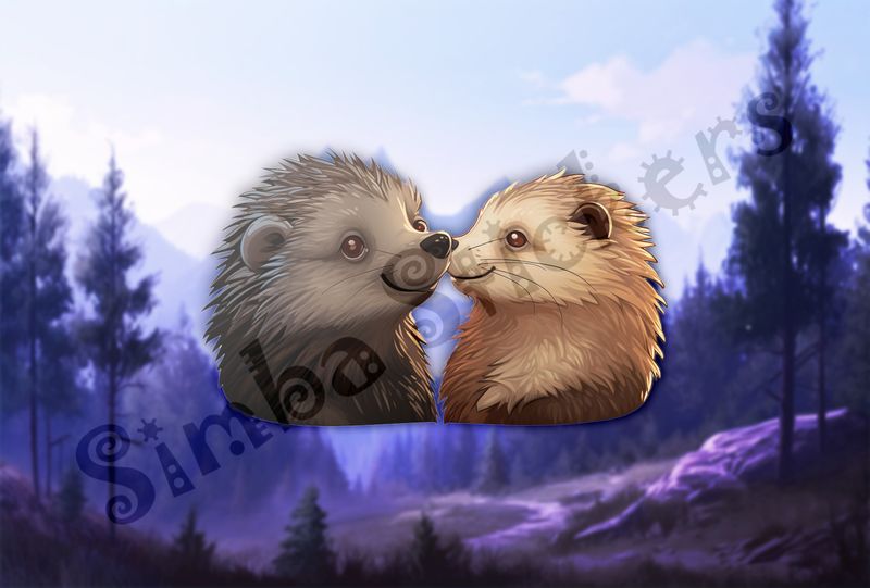Porcupines cheerfully nose-to-nose