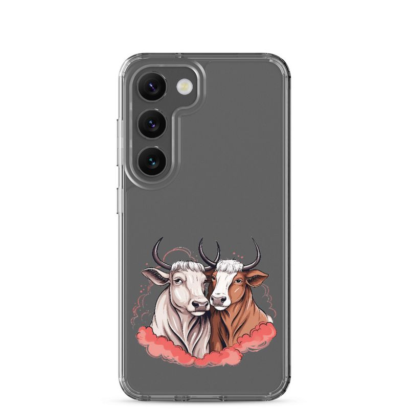 Clear Case for Samsung, Bull and cow, romantic, reddish clouds, qoucds