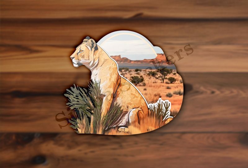 Lioness sitting in the Savanna