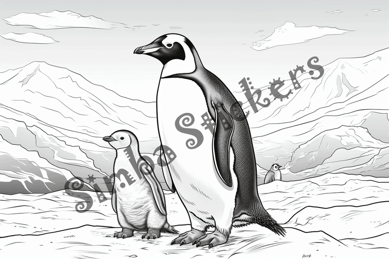 Colouring pages, bundle of penguins 2, 25 images