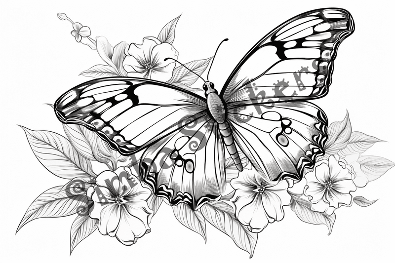 Colouring pages, bundle of single butterflies, 10 images