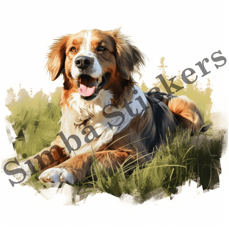 Dog in greed grass, image set, 10 images
