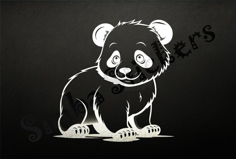Panda looking cute, on all fours, outline art, hybafo