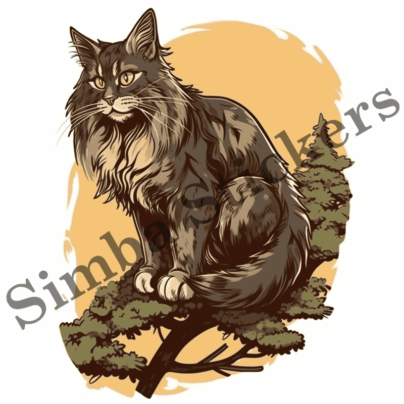 Maine Coon cats in trees, image set, 10 images
