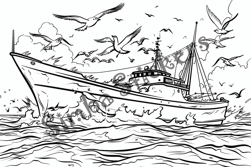 Colouring pages, bundle of seagulls, 50 images