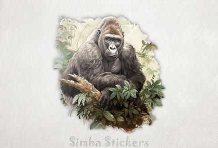 Gorilla in contemplation in thick forest, jnkn7a