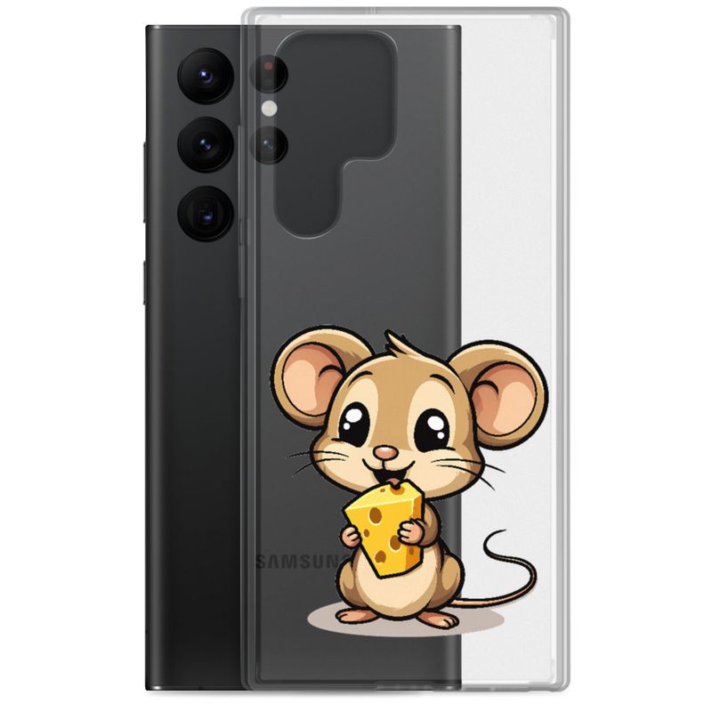 Clear Case for Samsung, Small Mouse happily licking large chunk of cheese, pqapy6