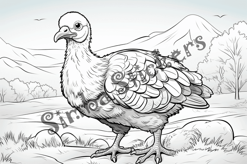 Colouring pages, bundle of individual turkey poults, 10 images