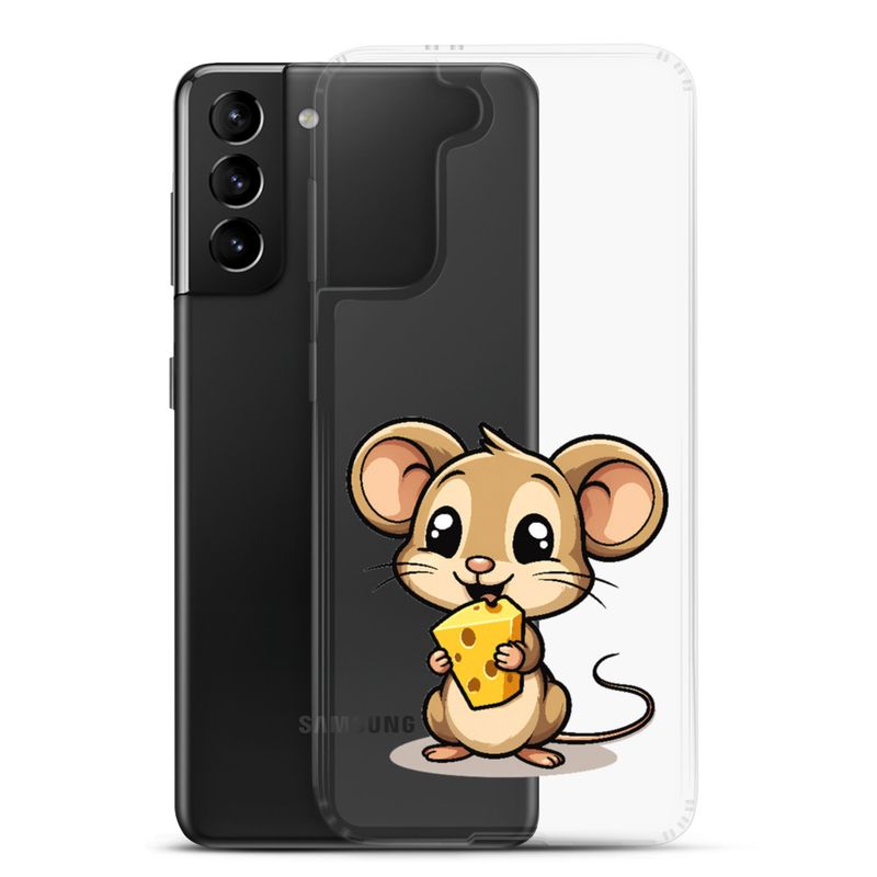 Clear Case for Samsung, Small Mouse happily licking large chunk of cheese, pqapy6