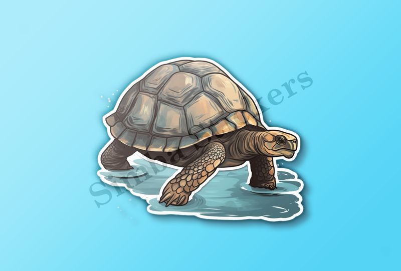 Tortoise walking in shallow water