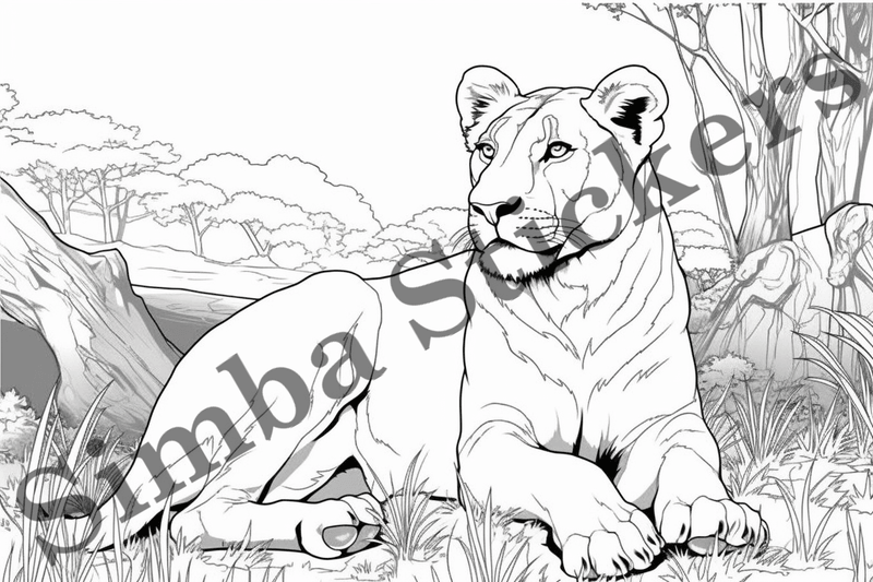 Colouring pages, Bundle of lions, 10 images
