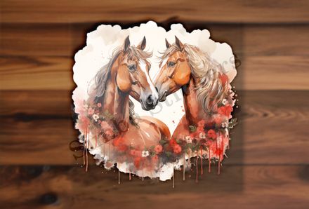 Horses in love, watercolour