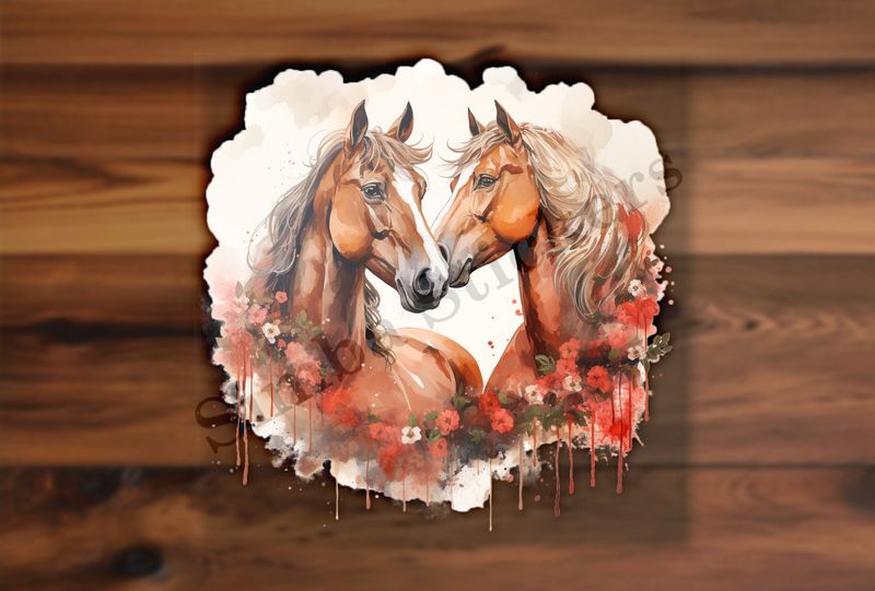 Horses in love, watercolour