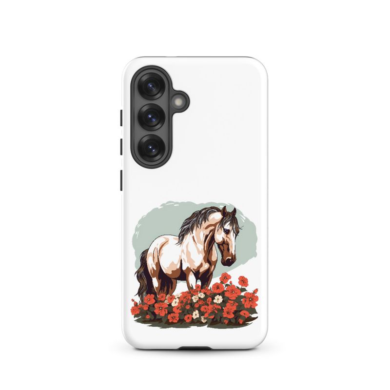 Tough Case for Samsung, Brown horse in field of red flowers, n4w2fj
