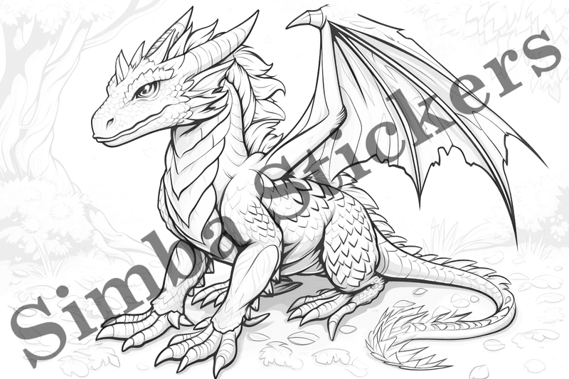 Colouring pages, bundle of dragons, 25 images