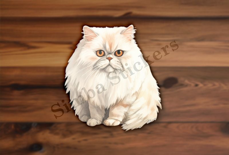 Persian cat, white, watercolour