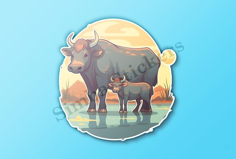 Buffalo mother with her calf