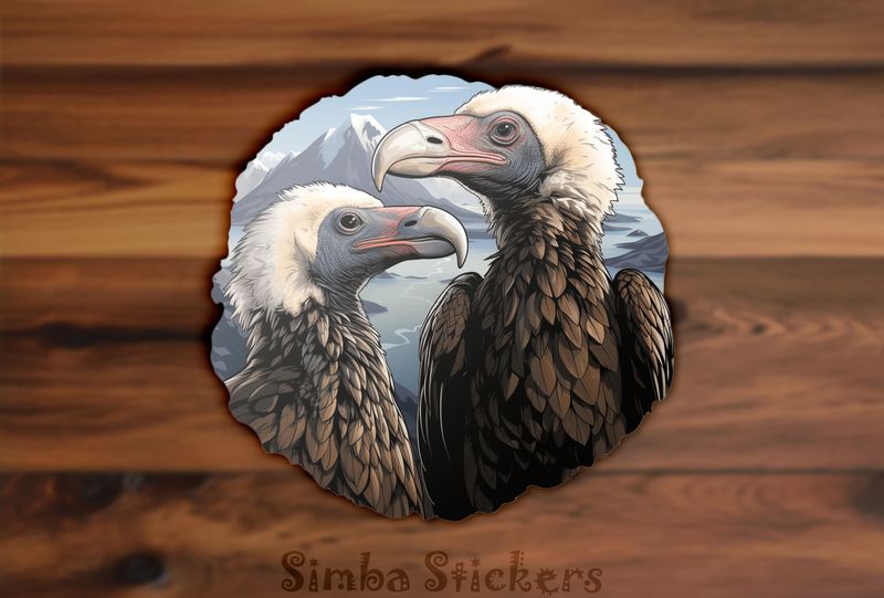Vultures in love beak-to-beak in the mountains, gh91ie
