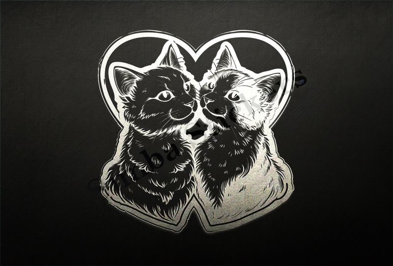 Cats, romantic, outline art