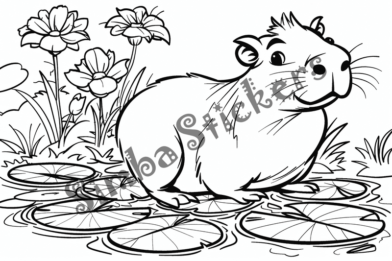 Colouring pages, bundle of capybaras, 25 images