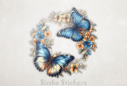 Butterflies flying around flowers, watercolour, ucakeo